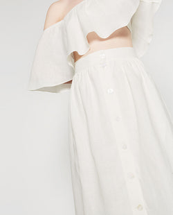 BUTTONED LINEN SKIRT