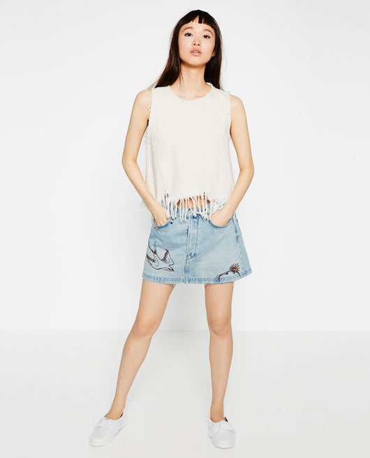 EMBROIDERED MINI SKIRT